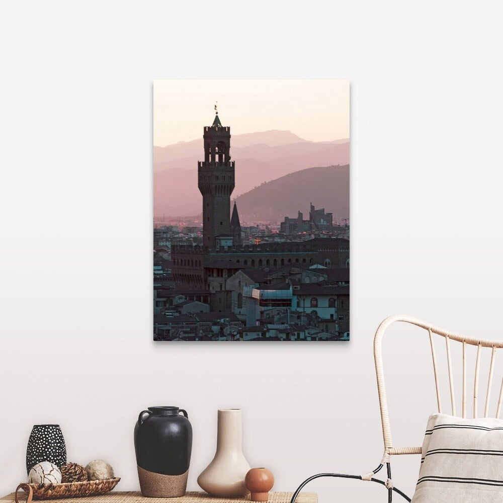 "Italy, Florence, Towers in city at dusk" Canvas Wall Art