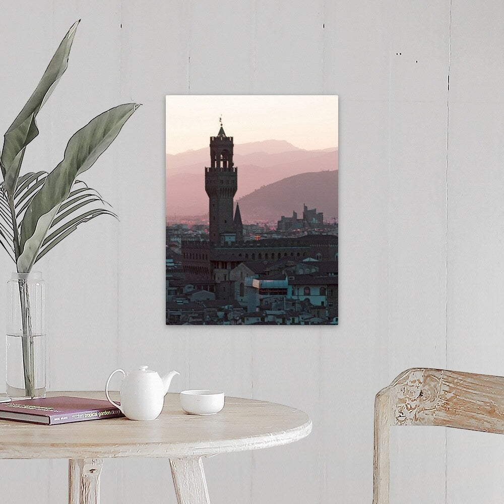 "Italy, Florence, Towers in city at dusk" Canvas Wall Art