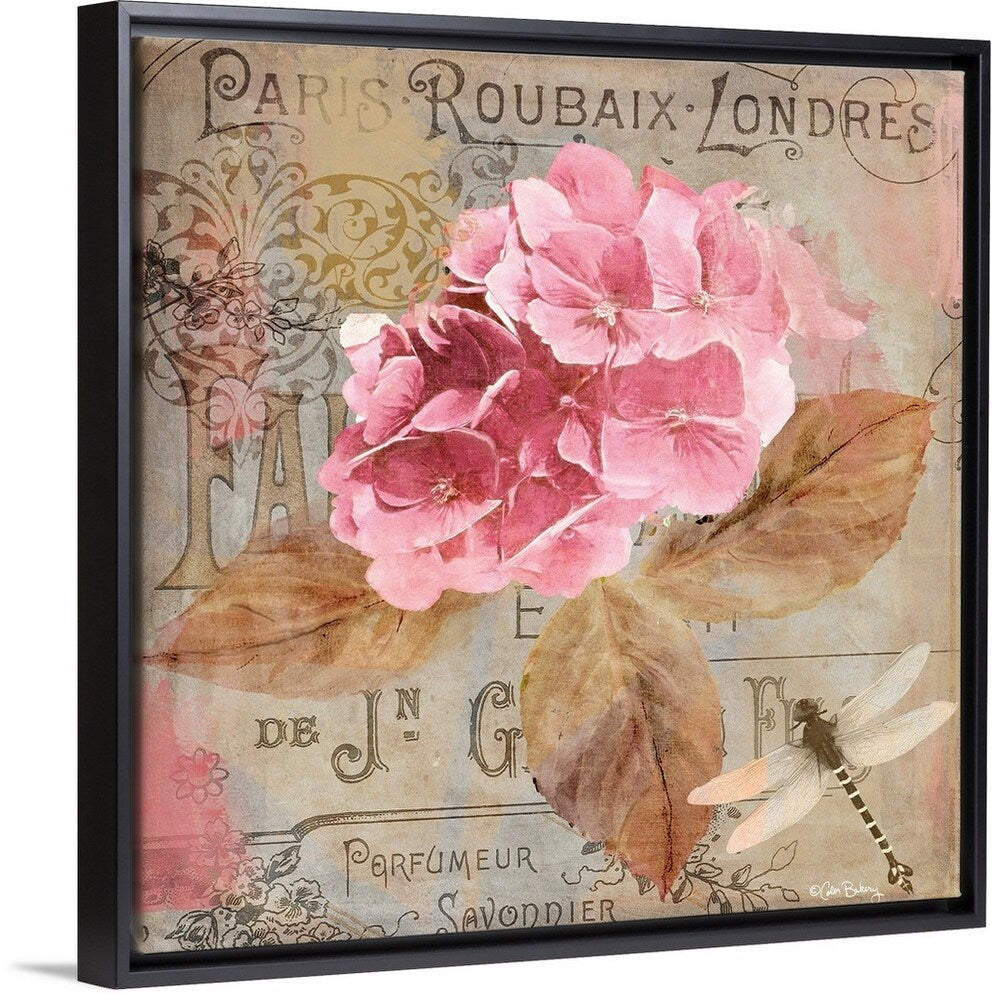 "Jardin Rouge II" Black Float Frame Canvas Art
