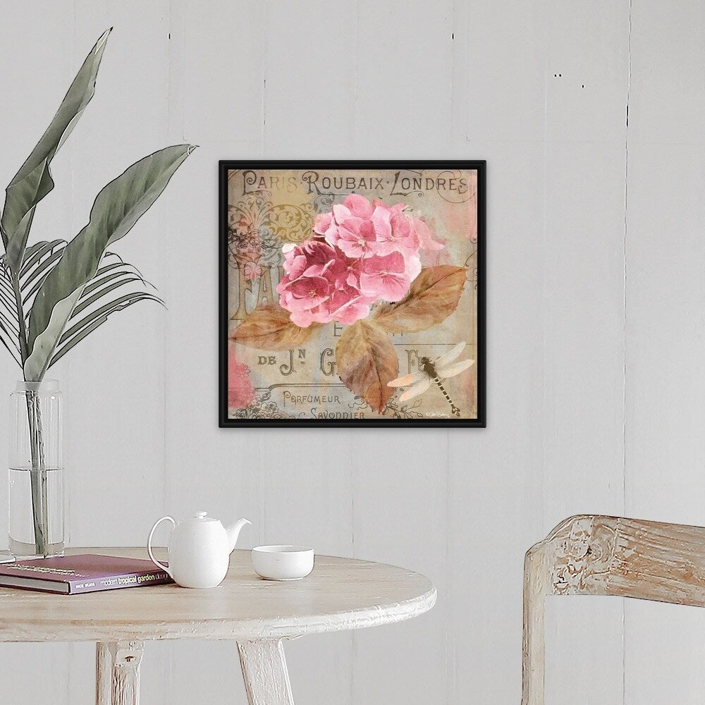 "Jardin Rouge II" Black Float Frame Canvas Art
