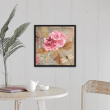 "Jardin Rouge II" Black Float Frame Canvas Art