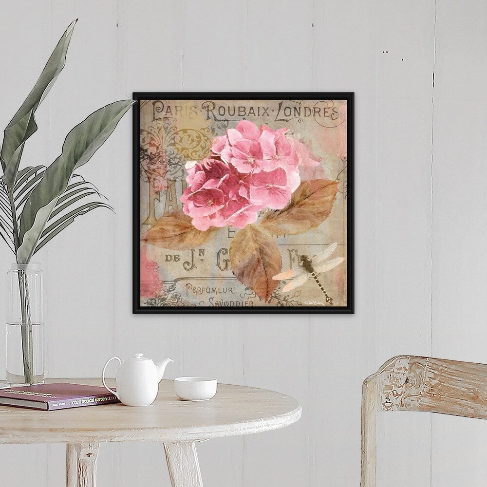 "Jardin Rouge II" Black Float Frame Canvas Art