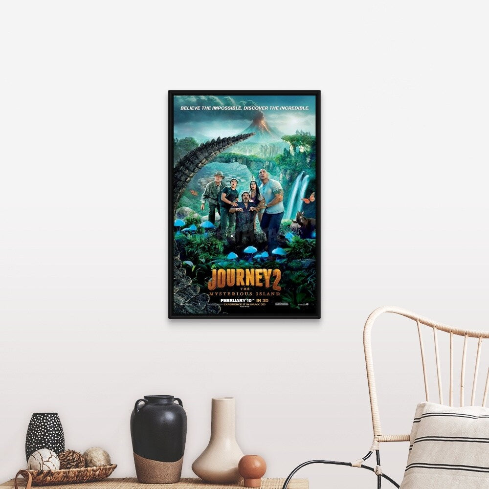 "Journey 2 The Mysterious Island - Movie Poster" Black Float Frame Canvas Art