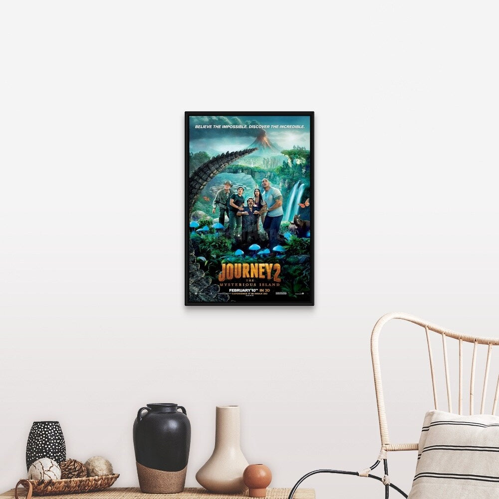 "Journey 2 The Mysterious Island - Movie Poster" Black Float Frame Canvas Art