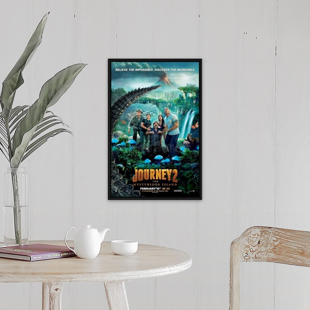 "Journey 2 The Mysterious Island - Movie Poster" Black Float Frame Canvas Art