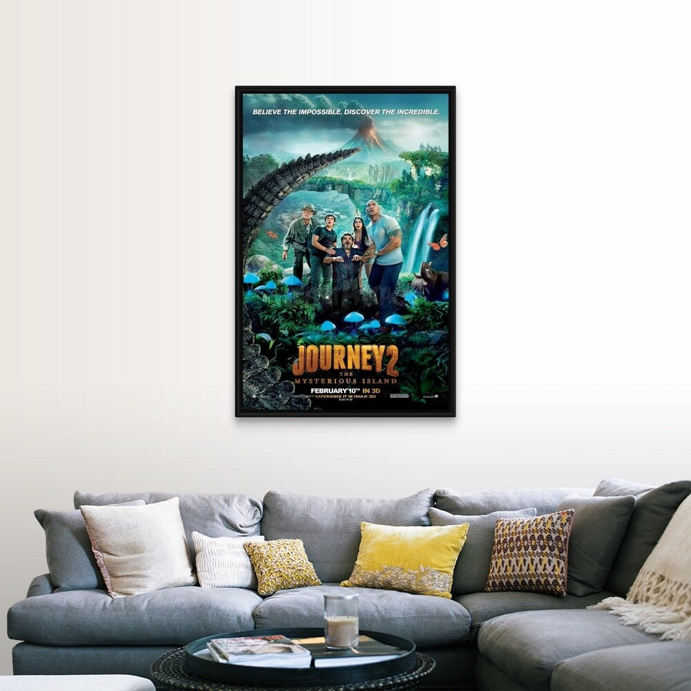 "Journey 2 The Mysterious Island - Movie Poster" Black Float Frame Canvas Art