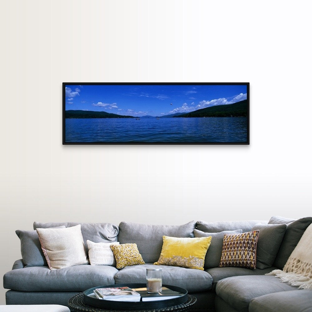 "Lake George NY" Black Float Frame Canvas Art