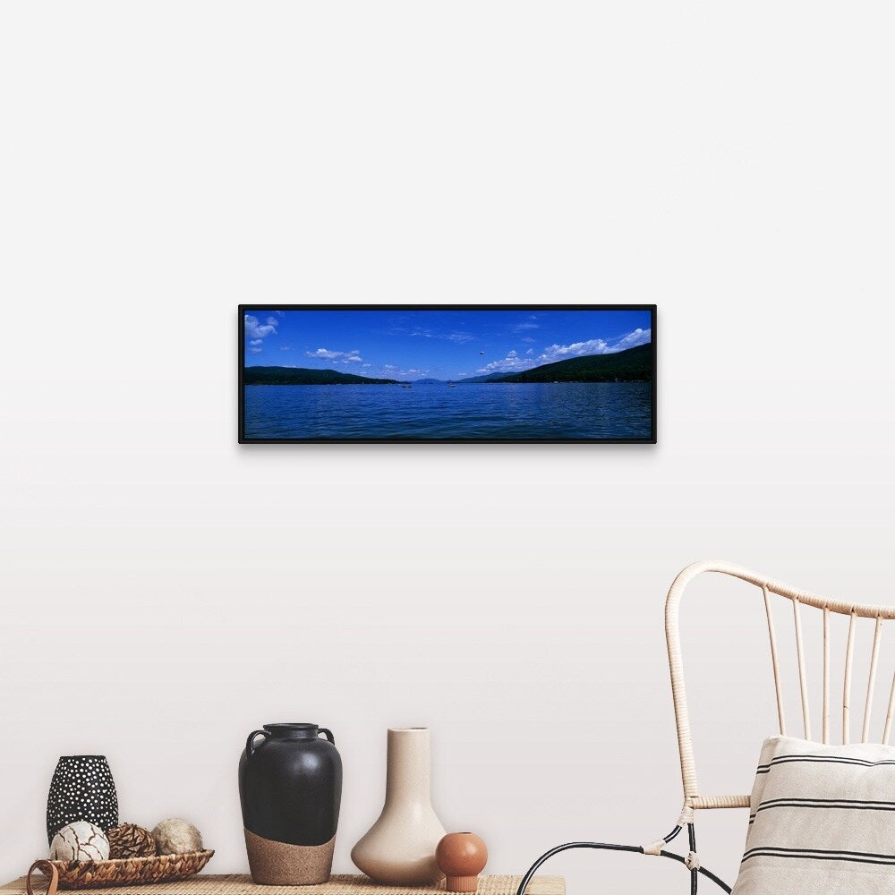 "Lake George NY" Black Float Frame Canvas Art