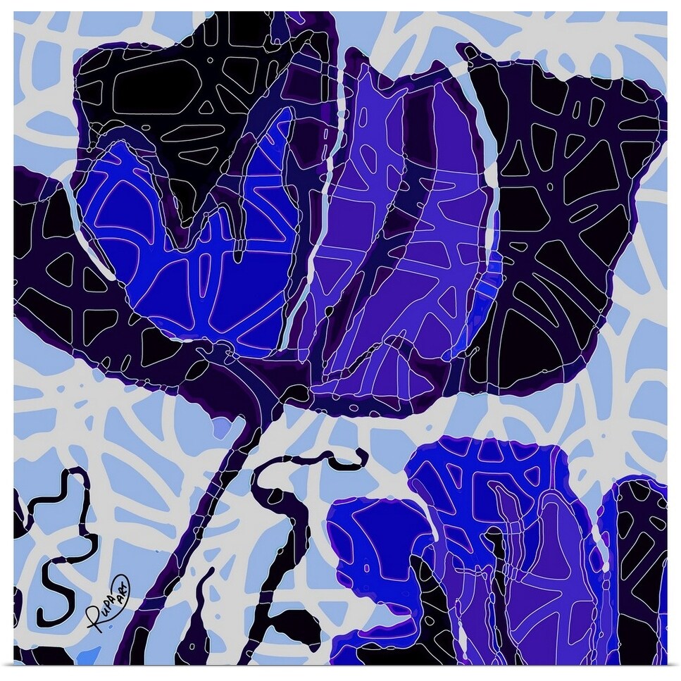 "Large Blue Abstract Flower" Poster Print