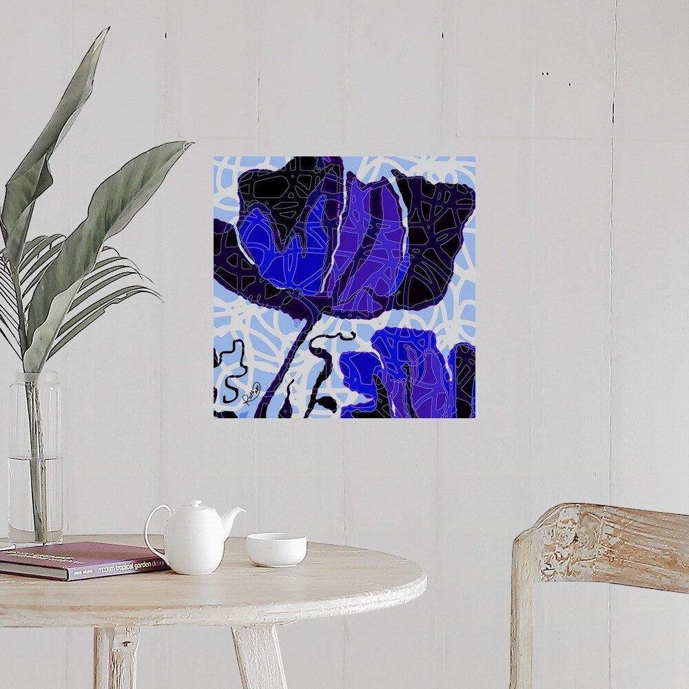 "Large Blue Abstract Flower" Poster Print