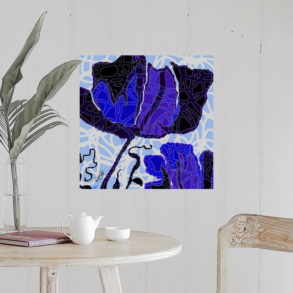 "Large Blue Abstract Flower" Poster Print