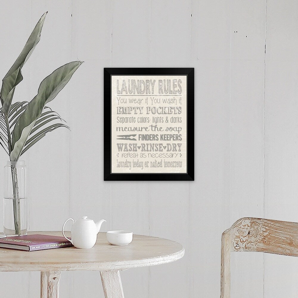 "Laundry Rules" Black Framed Print