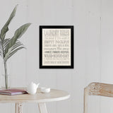 "Laundry Rules" Black Framed Print