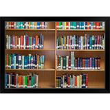 "Library bookshelves" Black Framed Print
