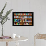 "Library bookshelves" Black Framed Print