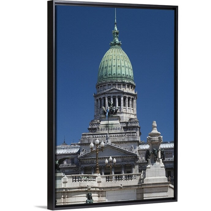 "Low angle view of a parliament building, Palacio Del Congreso, Buenos Aires, " Black Float Frame Canvas Art