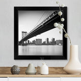 "Manhattan Bridge and skyline, New York, US." Black Framed Print