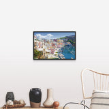 "Marina Corricella, Procida Island, Bay of Naples, Campania, Italy" Black Float Frame Canvas Art