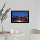 "Marsamxett Harbour at Night" Black Framed Print