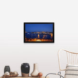 "Marsamxett Harbour at Night" Black Framed Print
