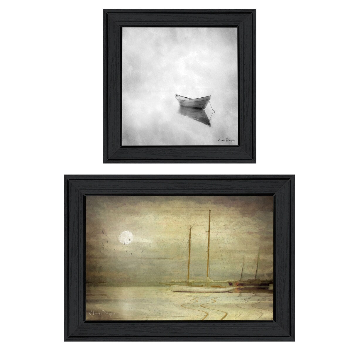 "Misty Seascapes" 2-Piece Vignette by Michael Petrizzo, Black Frame