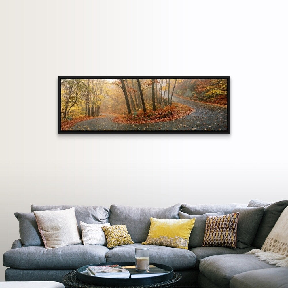 "Monadnock Mountain Road NH" Black Float Frame Canvas Art