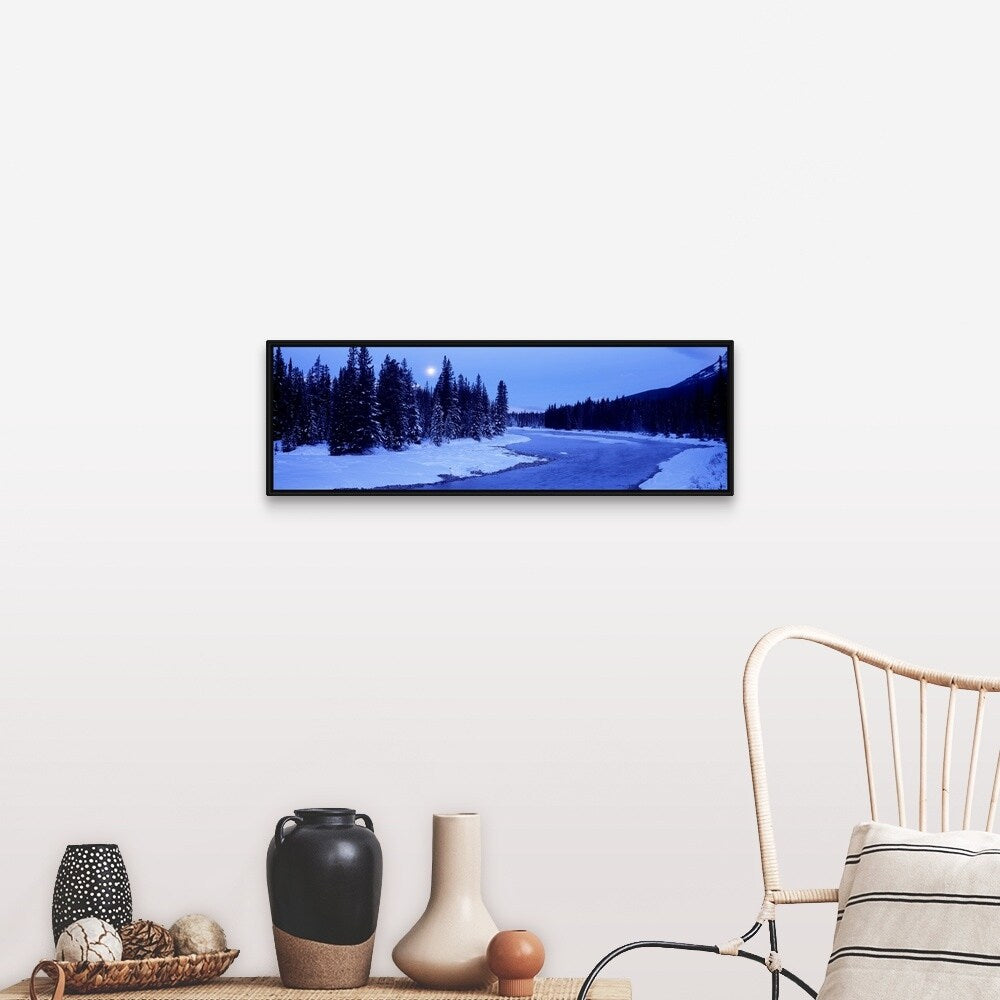 "Moon Banff National Park Alberta Canada" Black Float Frame Canvas Art