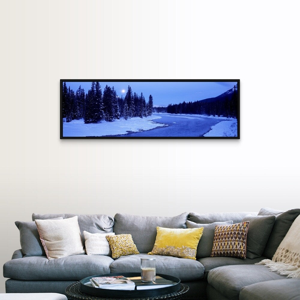 "Moon Banff National Park Alberta Canada" Black Float Frame Canvas Art