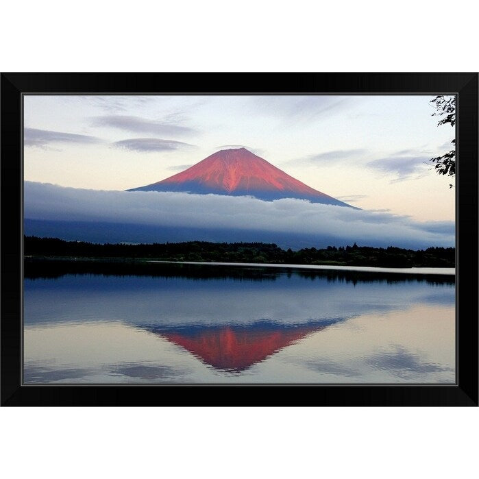 "Mount Fuji at sunset, Japan." Black Framed Print
