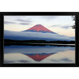 "Mount Fuji at sunset, Japan." Black Framed Print