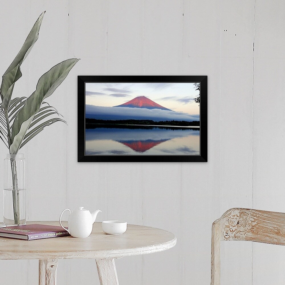"Mount Fuji at sunset, Japan." Black Framed Print
