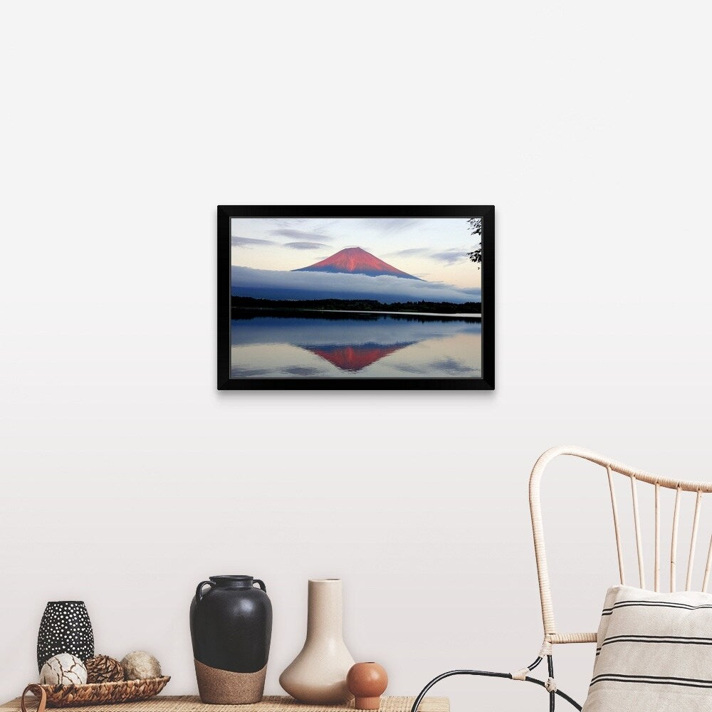 "Mount Fuji at sunset, Japan." Black Framed Print