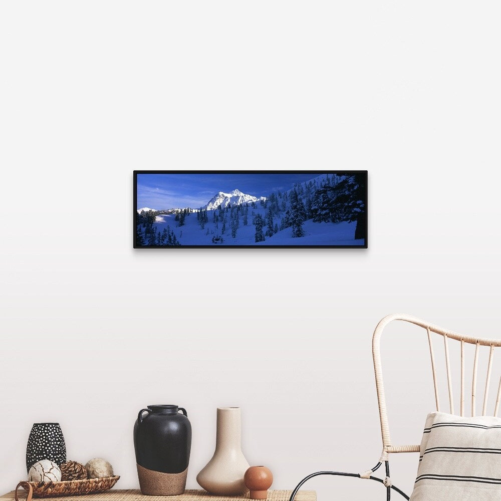 "Mt Shuksan Mt Baker Snoqualmie Forest WA" Black Float Frame Canvas Art