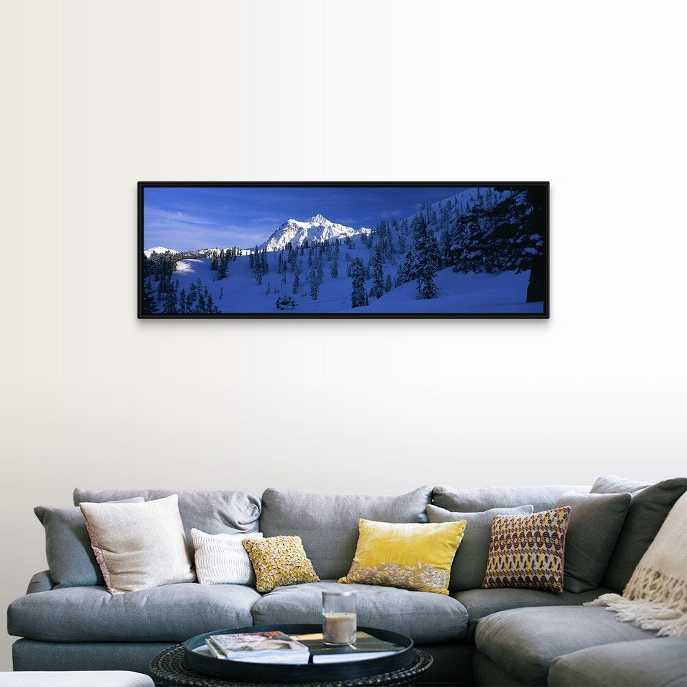 "Mt Shuksan Mt Baker Snoqualmie Forest WA" Black Float Frame Canvas Art