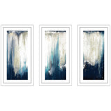 "Navy Blue Illusion I" by Patricia Pinto 3 Piece on White Aluminum