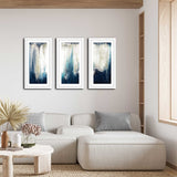 "Navy Blue Illusion I" by Patricia Pinto 3 Piece on White Aluminum