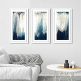 "Navy Blue Illusion I" by Patricia Pinto 3 Piece on White Aluminum