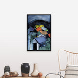 "Night Falls in Suburbia" Black Float Frame Canvas Art