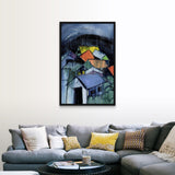 "Night Falls in Suburbia" Black Float Frame Canvas Art