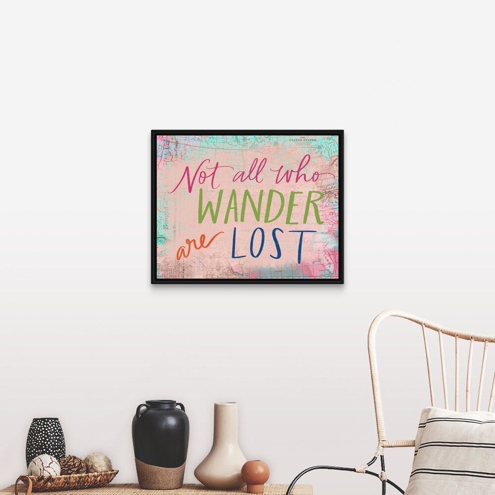 "Not All Who Wander" Black Float Frame Canvas Art