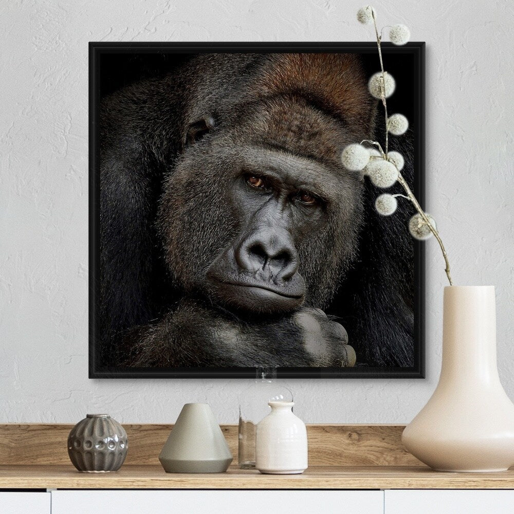 "One Moment In Contact" Black Float Frame Canvas Art