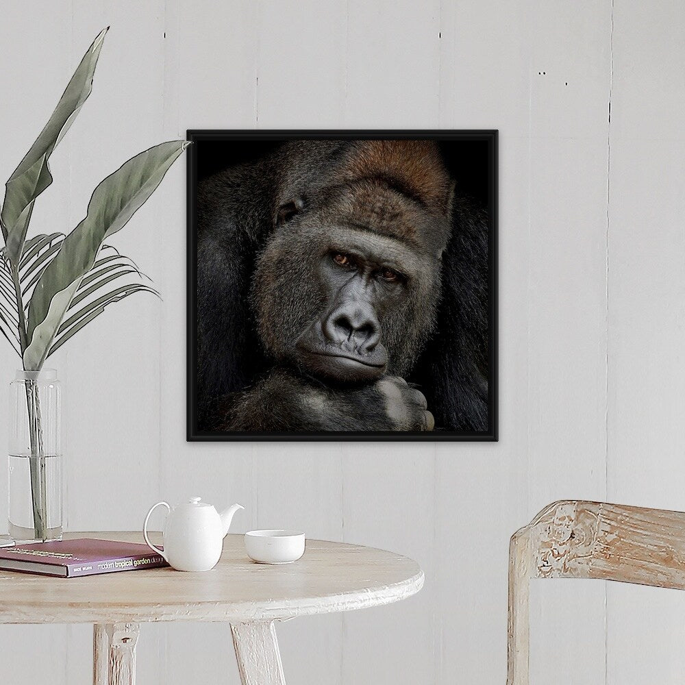"One Moment In Contact" Black Float Frame Canvas Art
