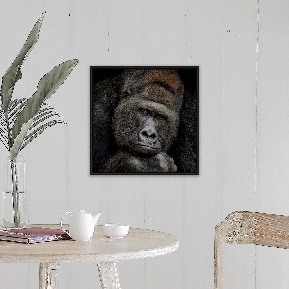 "One Moment In Contact" Black Float Frame Canvas Art