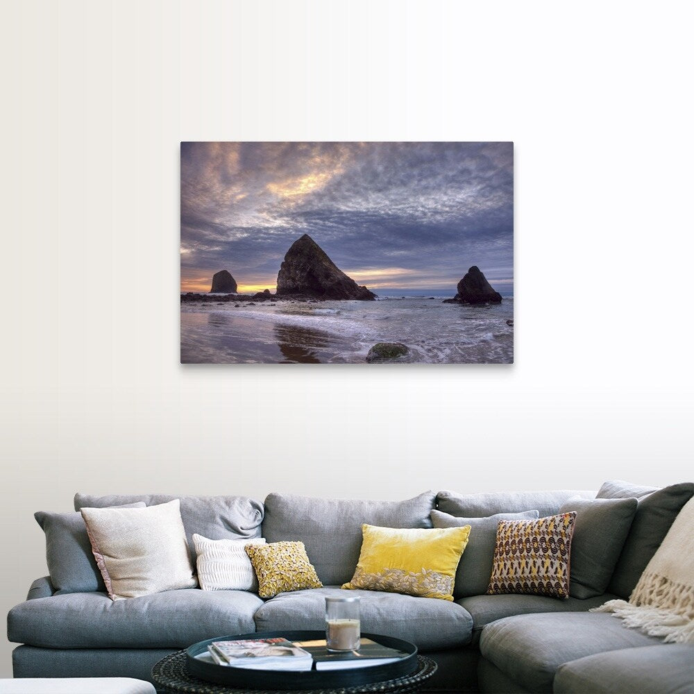 "Pacific ocean sunset, Cannon Beach, Oregon" Canvas Wall Art