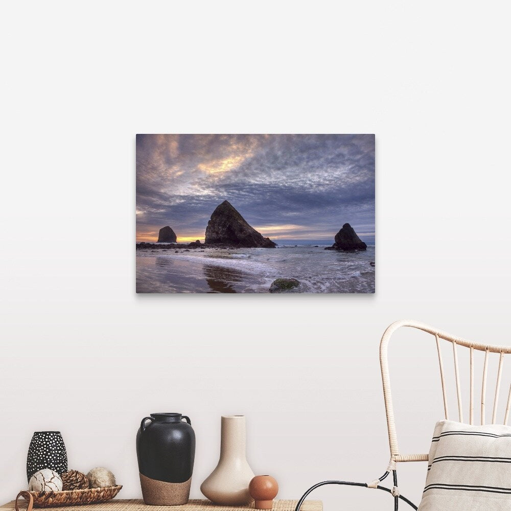 "Pacific ocean sunset, Cannon Beach, Oregon" Canvas Wall Art