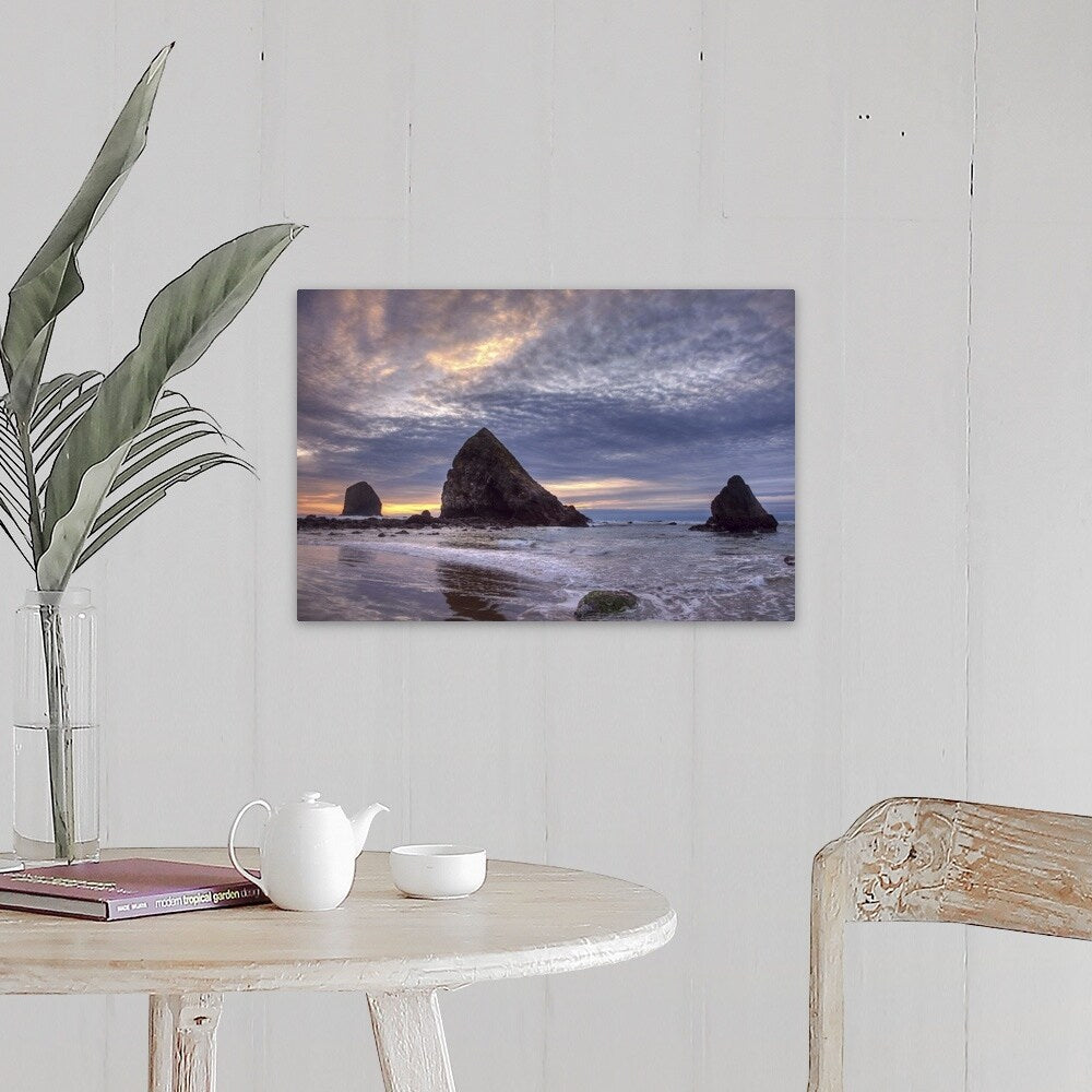"Pacific ocean sunset, Cannon Beach, Oregon" Canvas Wall Art