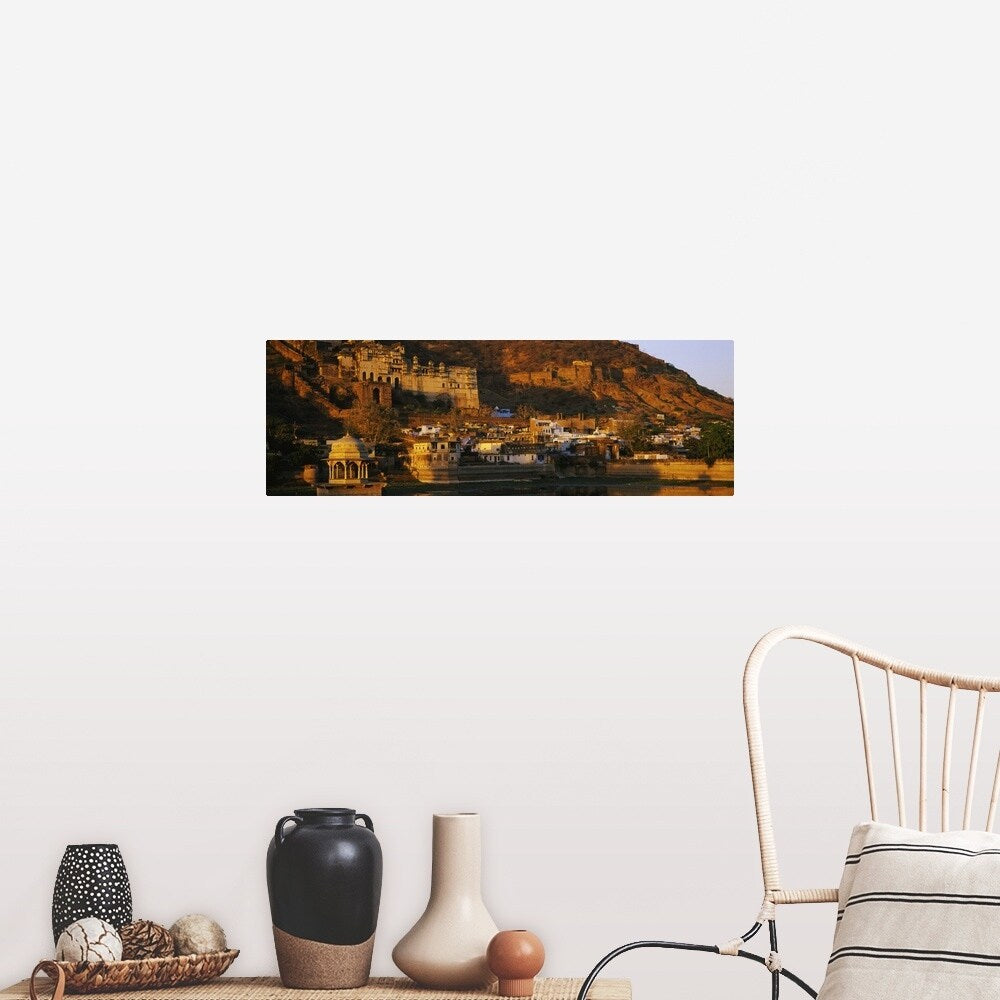 "Palace in a mountain, Garh Palace, Bundi, Rajasthan, India" Poster Print - Multi
