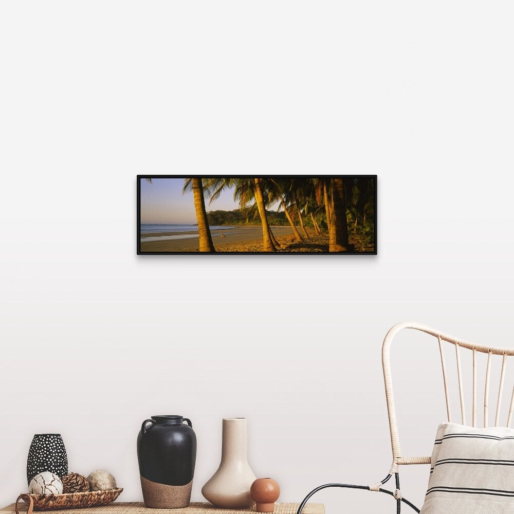 "Palm trees on the beach, Samara Beach, Guanacaste Province, Costa Rica" Black Float Frame Canvas Art