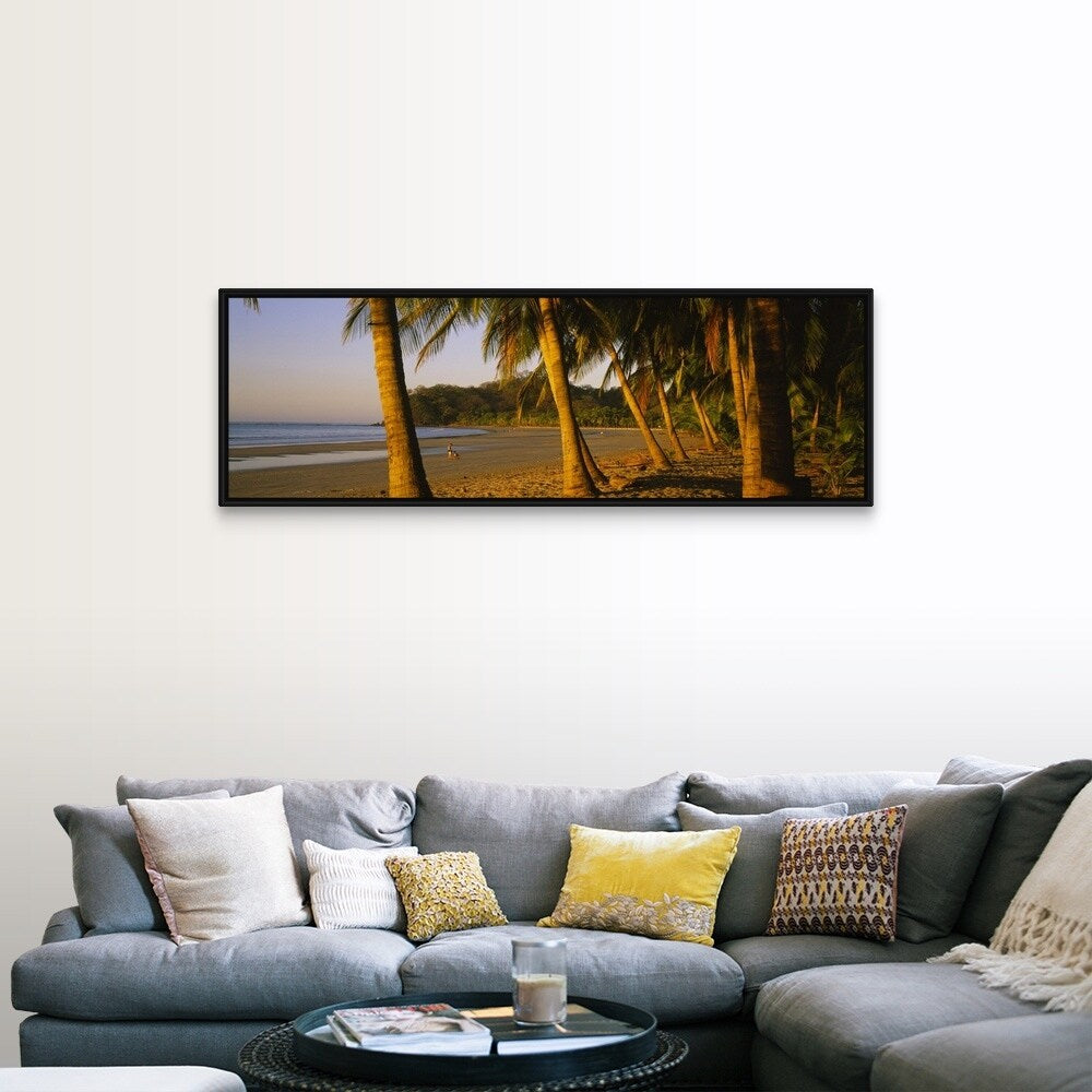 "Palm trees on the beach, Samara Beach, Guanacaste Province, Costa Rica" Black Float Frame Canvas Art