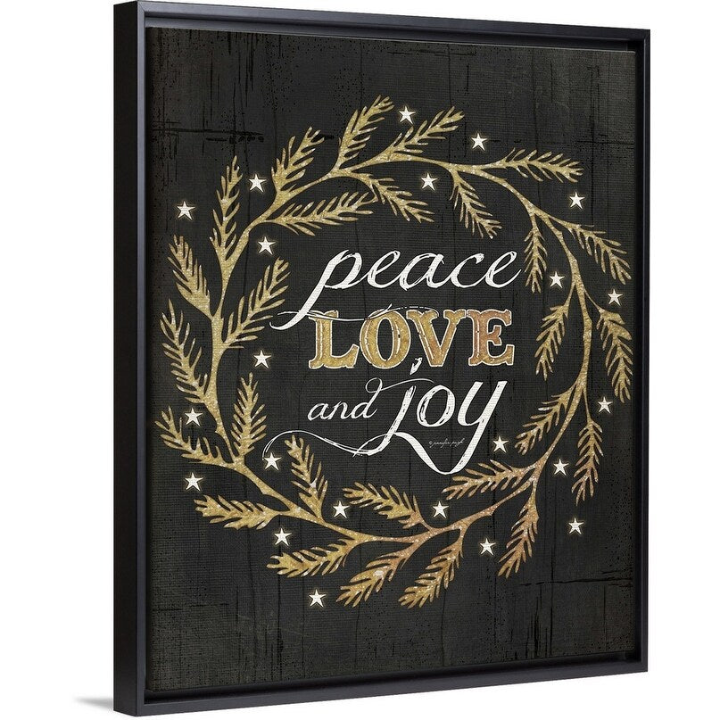 "Peace Love And Joy" Black Float Frame Canvas Art